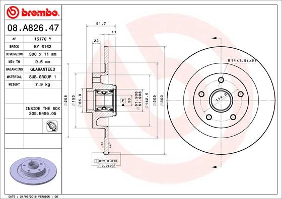 BREMBO Tarcza hamulcowa 08.A826.47 08.A826.47