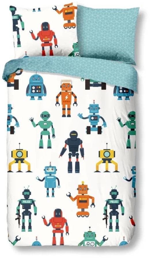 Muller Textiles Good Morning Pościel dziecięca Robots, 135 x 200 cm