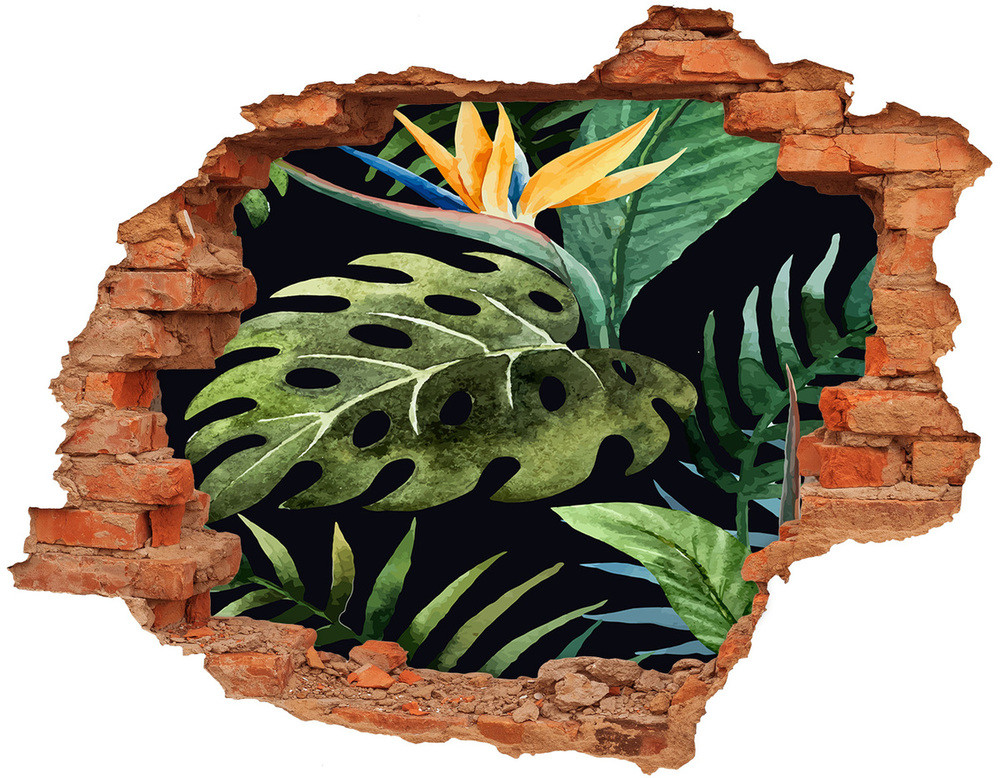 Wallmuralia.pl Naklejka 3D dziura na ścianę Tropikalne kwiaty