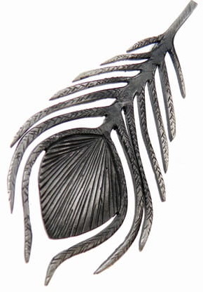Venus Galeria Pawie pióro szare - broszka srebrna