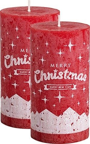 Bolsius Świeca rustykalna Merry Christmas 54H 13CM 2szt CZERWONA BOLSIUS1835