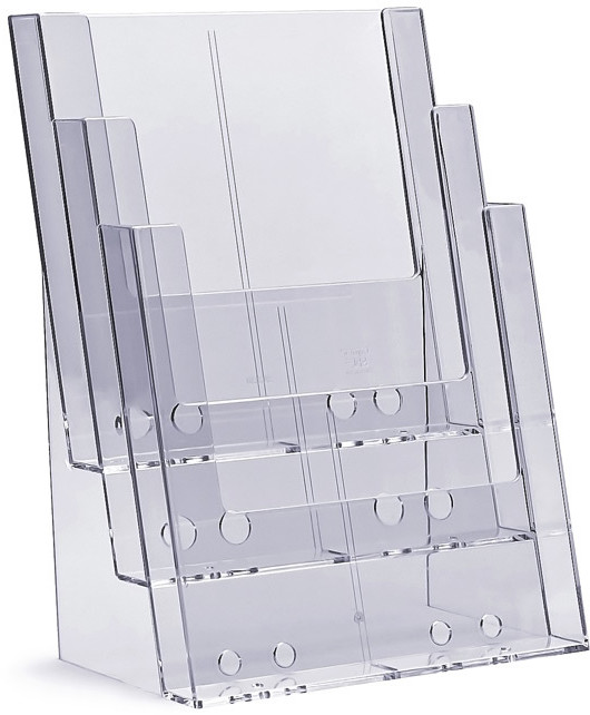 Stojak na ulotki kaskadowy 3 x A4 plexi odlewany 3C230