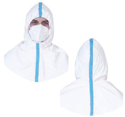 CARINE Carine Osłona ochronna na głowę typ 3B 4B kat III Jednorazowa osłona ochronna na głowę z kołnierzem TOW016864