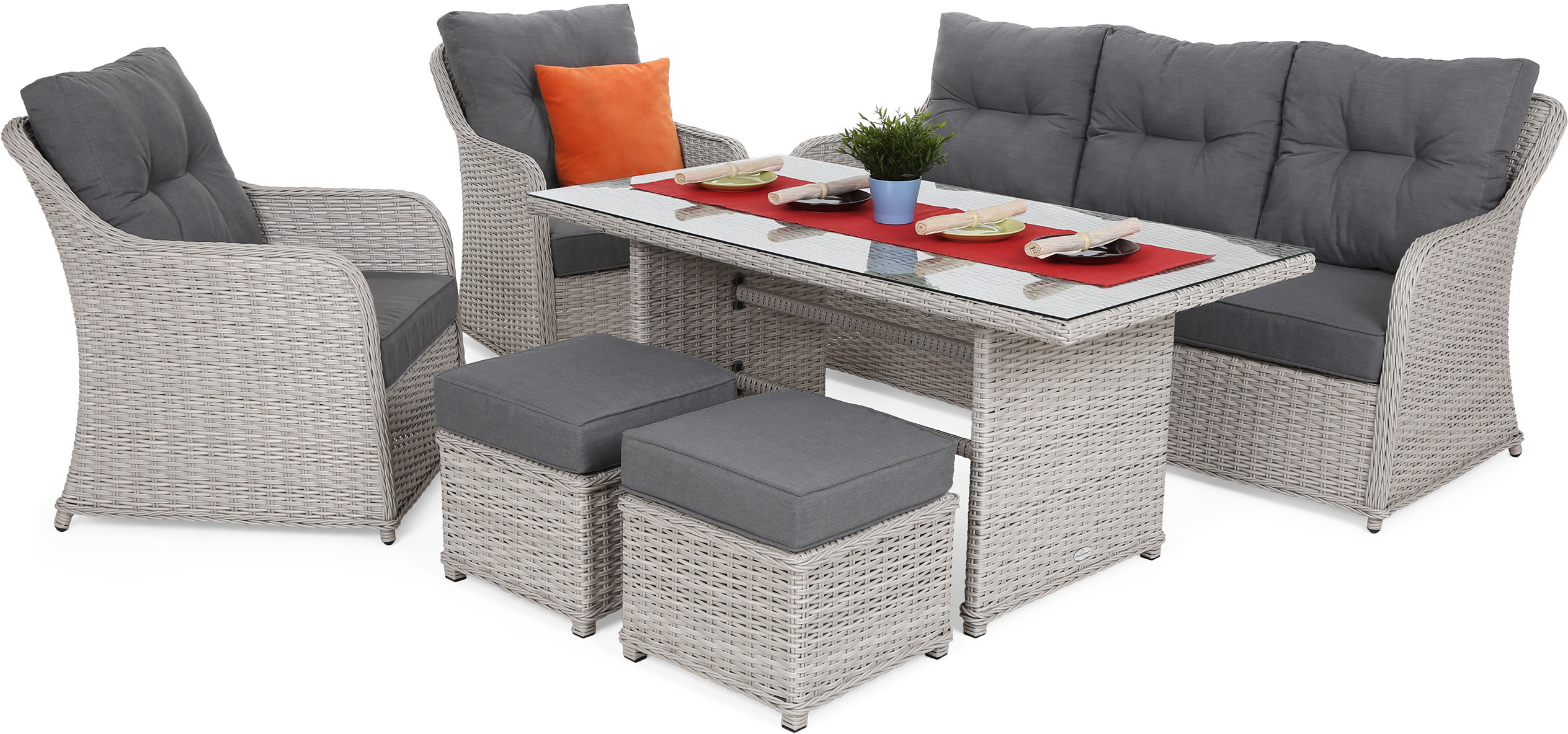HOME & GARDEN Meble ogrodowe technorattanowe Bergamo White / Grey 645958