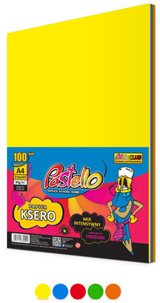 Pastello Papier ksero A4 80 g 100 arkuszy mix 5 kolorów INTENSYWNY Pastello