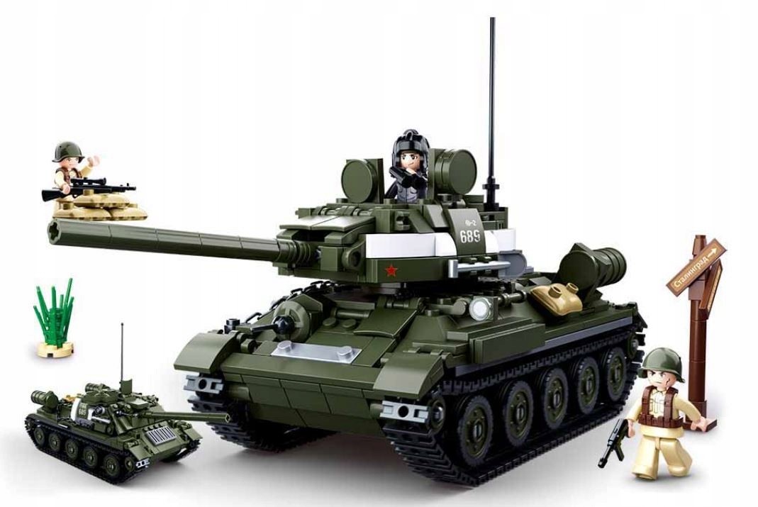 Sluban Klocki Czołg T-34 Niszczyciel SU-85 Wojsko