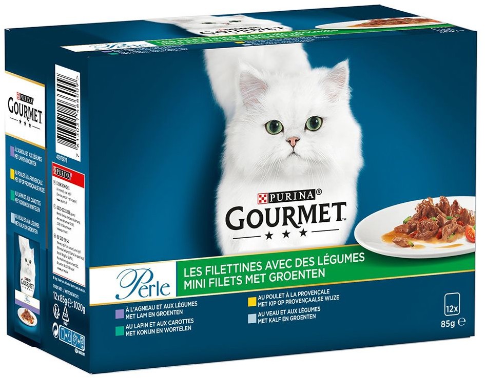 Purina Gourmet Perle, 12 x 85 g - Wykwintne paski z warzywami