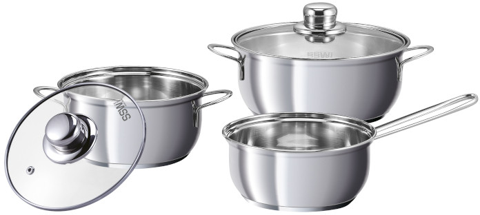 SSW Berlin Zestaw 3 Garnków Ze Stali Nierdzewnej Z Pokrywkami Basilico 5 El Wh