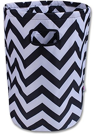 Minene minene torba na pranie kosz organizer (56 x 37 cm, duży, okrągły, czarnym i białym Chevron)