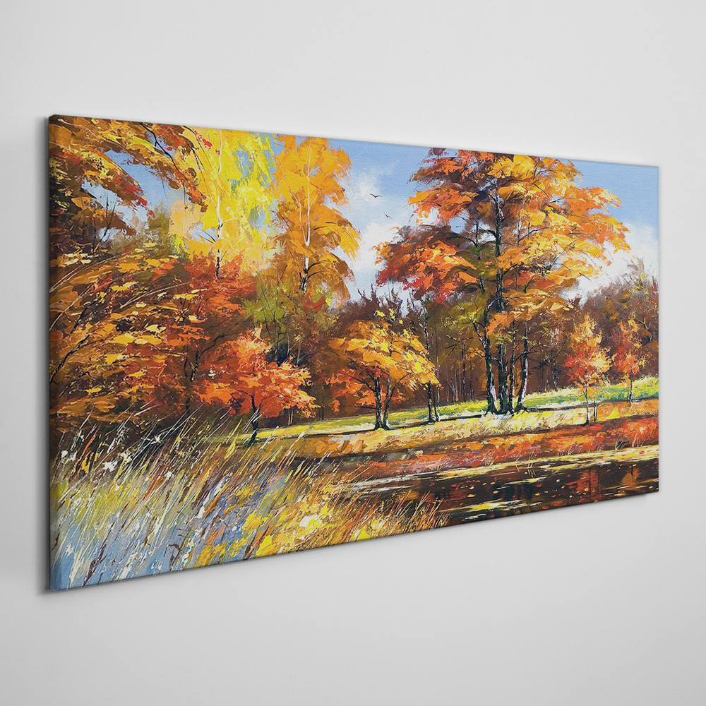 PL Coloray Obraz na Płótnie las jesień przyroda 100x50cm