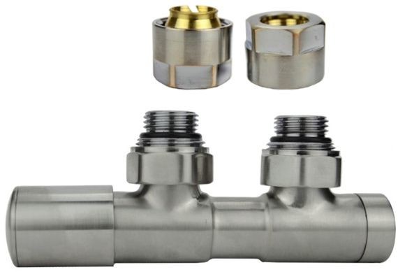 Varioterm Zawór regulacyjny TWINS ze złączką PEX/CU/ GZ1/2 - nikiel szlifowany lewy miedziana - CU 15mm 000M873A008/L(Cu)