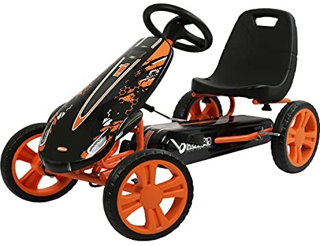 Hauck Gokart Speedster dla dzieci od 4 do 8 lat, do 50 kg, hamulec ręczny, 3-stopniowo regulowane siodełko, Pomarańczowy 4894352903067