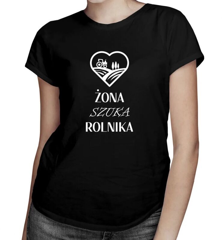 Koszulkowy Żona szuka rolnika - damska koszulka z nadrukiem 12814