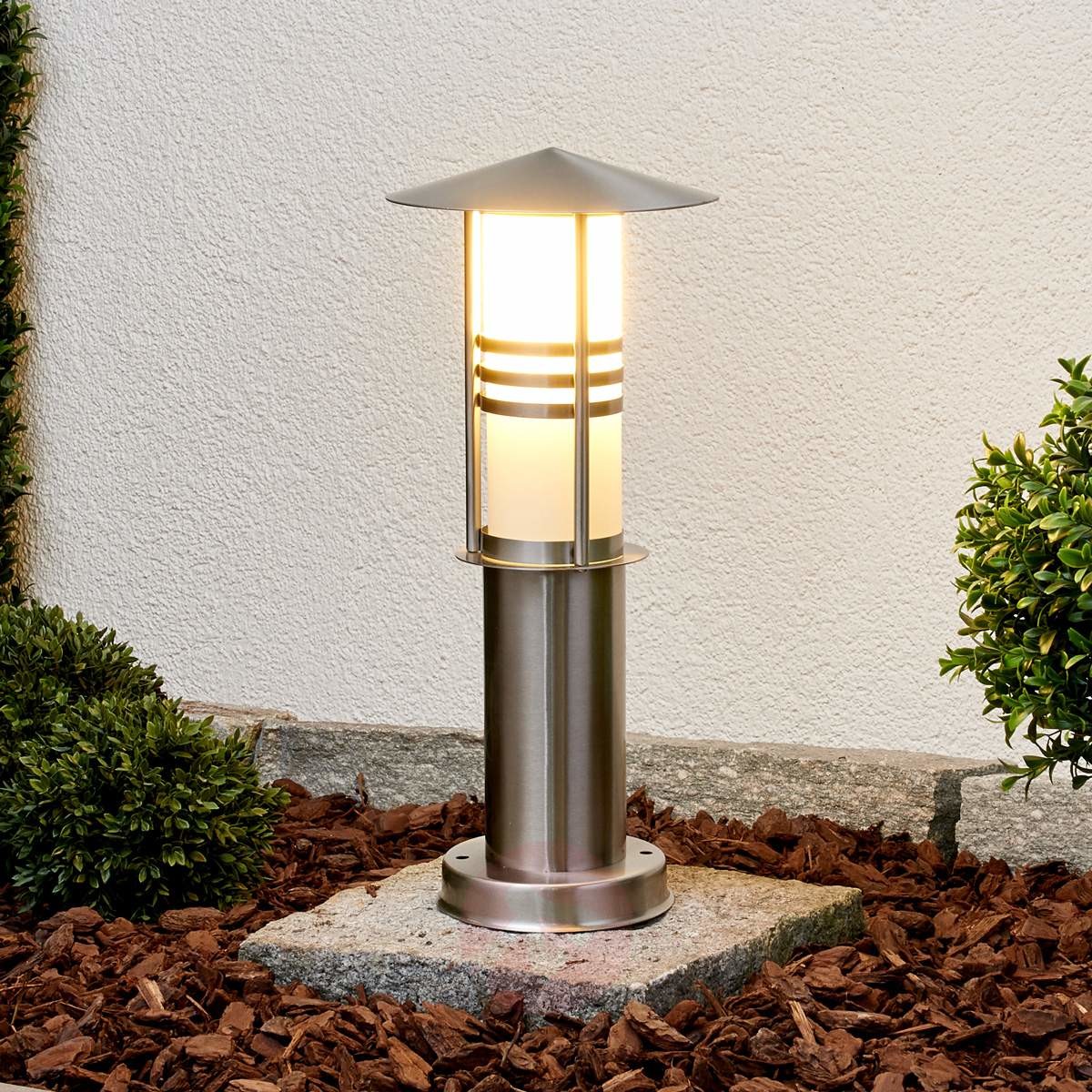 Lampenwelt Dekoracyjna lampa na cokół ERINA, stal szlachetna