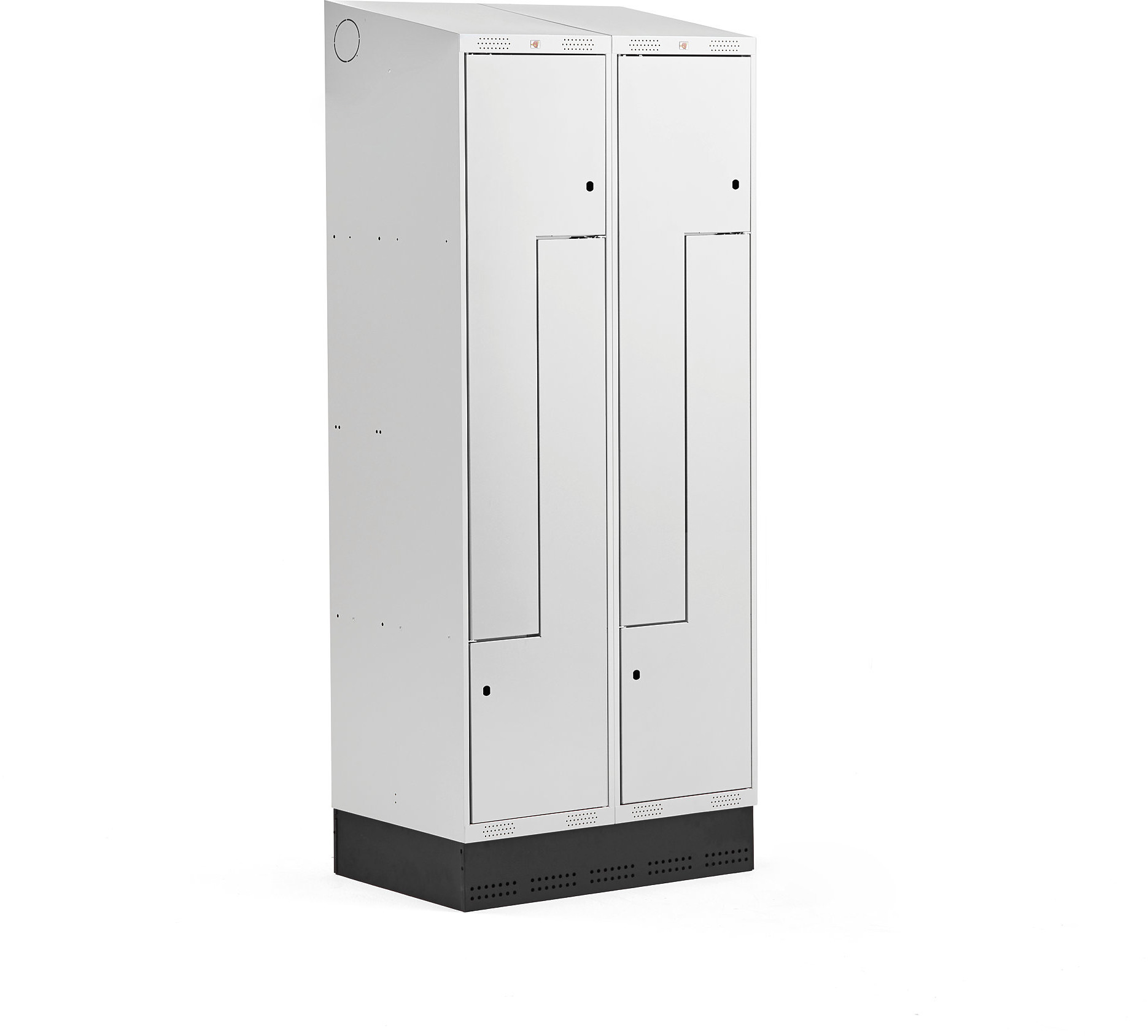 AJ Produkty Szafka ubraniowa typu Z, CLASSIC, cokół, 2 moduły, 4 drzwi, 2050x800x550 mm, szary