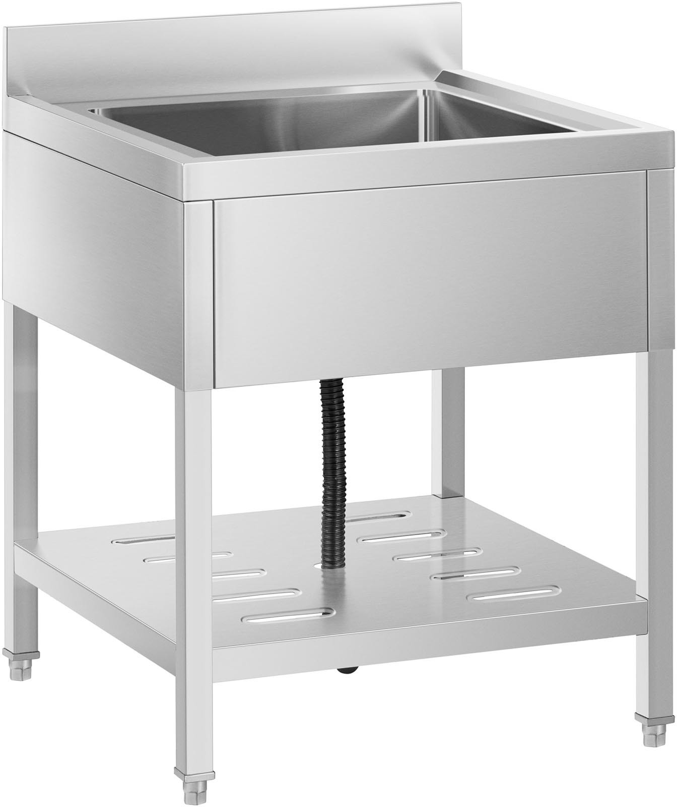 Royal Catering Catering Stół ze zlewem - 1 komora - półka - rant RCSSS-70X70-S - 3 LATA GWARANCJI RCSSS-70X70-S