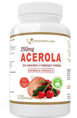 TOMASZ KACZMARCZYK WISH GROUP Progress Labs Acerola 250 mg naturalna witamina C 120 pastylek do ssania 3709041