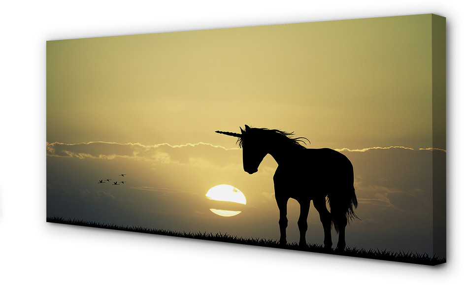 PL Tulup Obrazy na płótnie Pole zachód słońca jednorożec 120x60cm