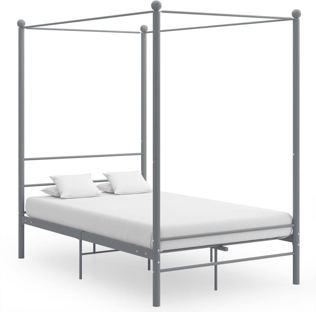 vidaXL Lumarko Rama łóżka z baldachimem, szara, metalowa, 120 x 200 cm 325059