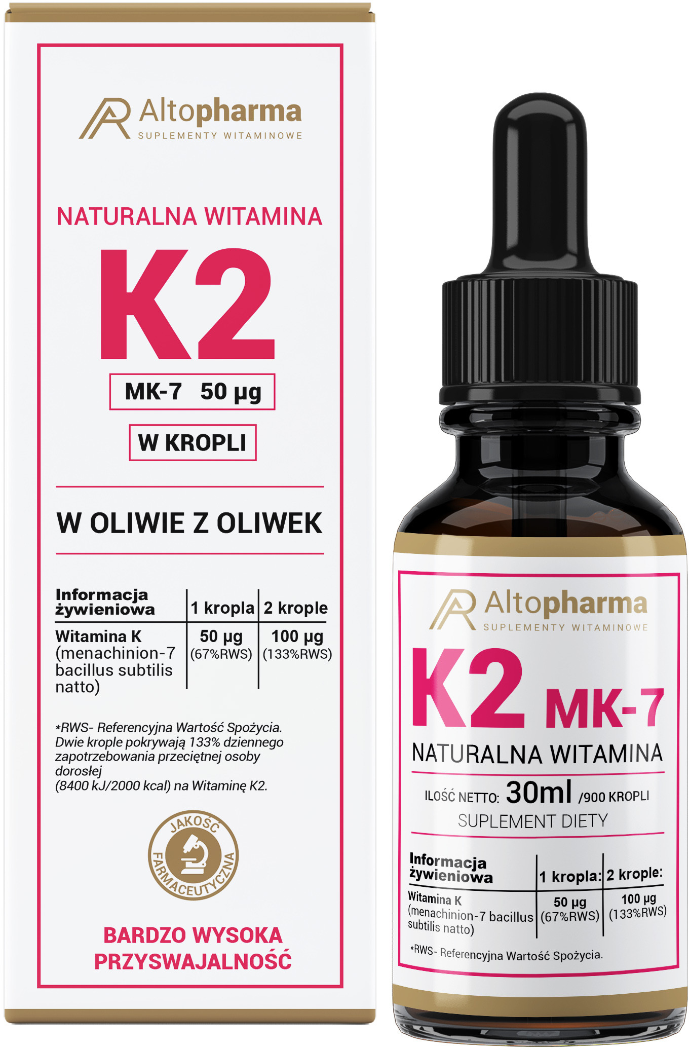 ALTO PHARMA Naturalna Witamina K2 MK-7 Z Natto Forte 30ml