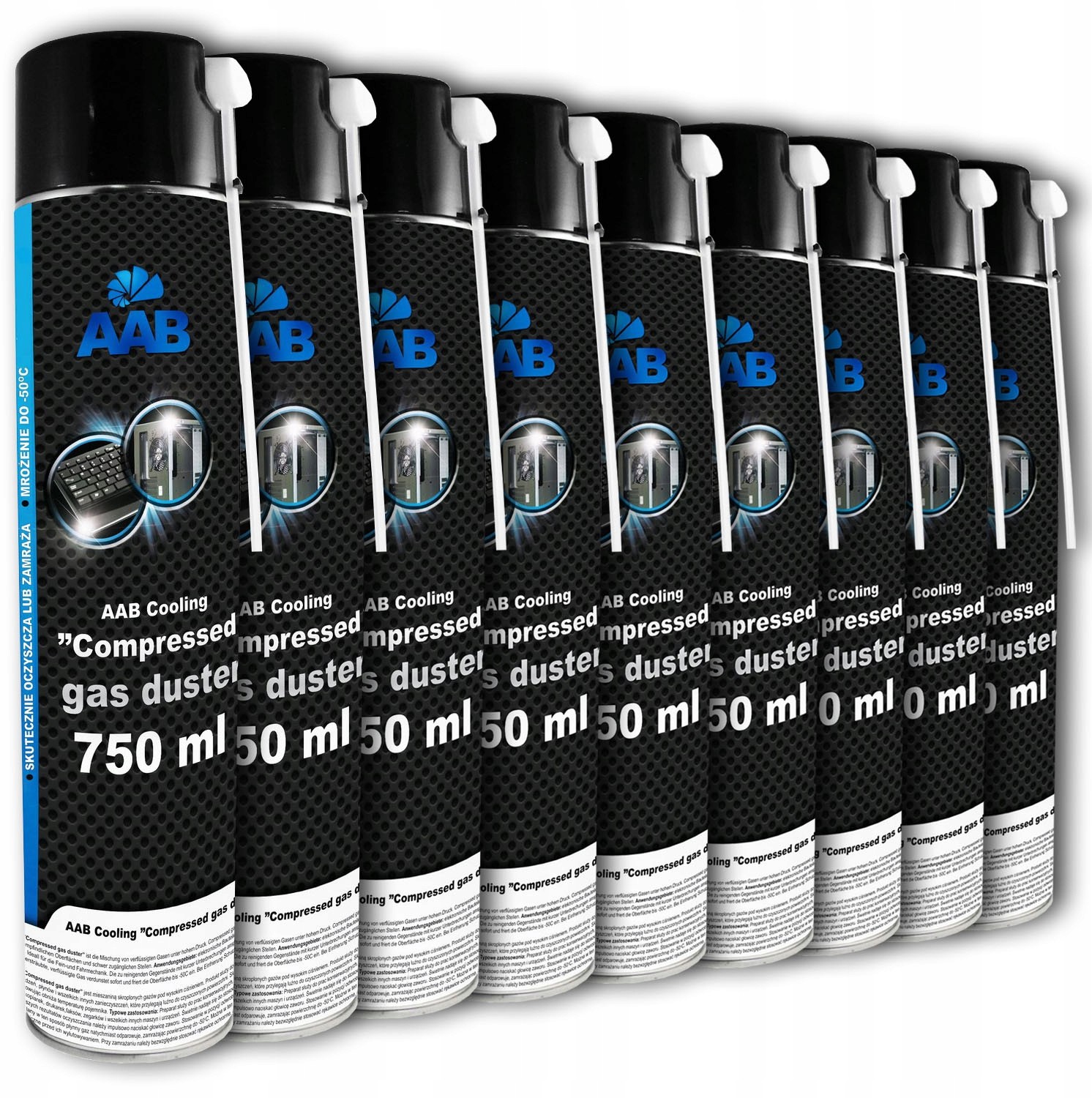 9x Aab Cooling Sprężone Powietrze 750ml + 18xRURKA