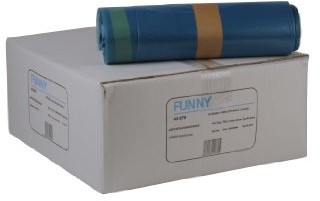 Funny worki z taśmą LDPE, 700 X 1100 MM  Typ 60 Extra, niebieska, około 120 L, 1er Pack (10 X 25 sztuk) AG-879