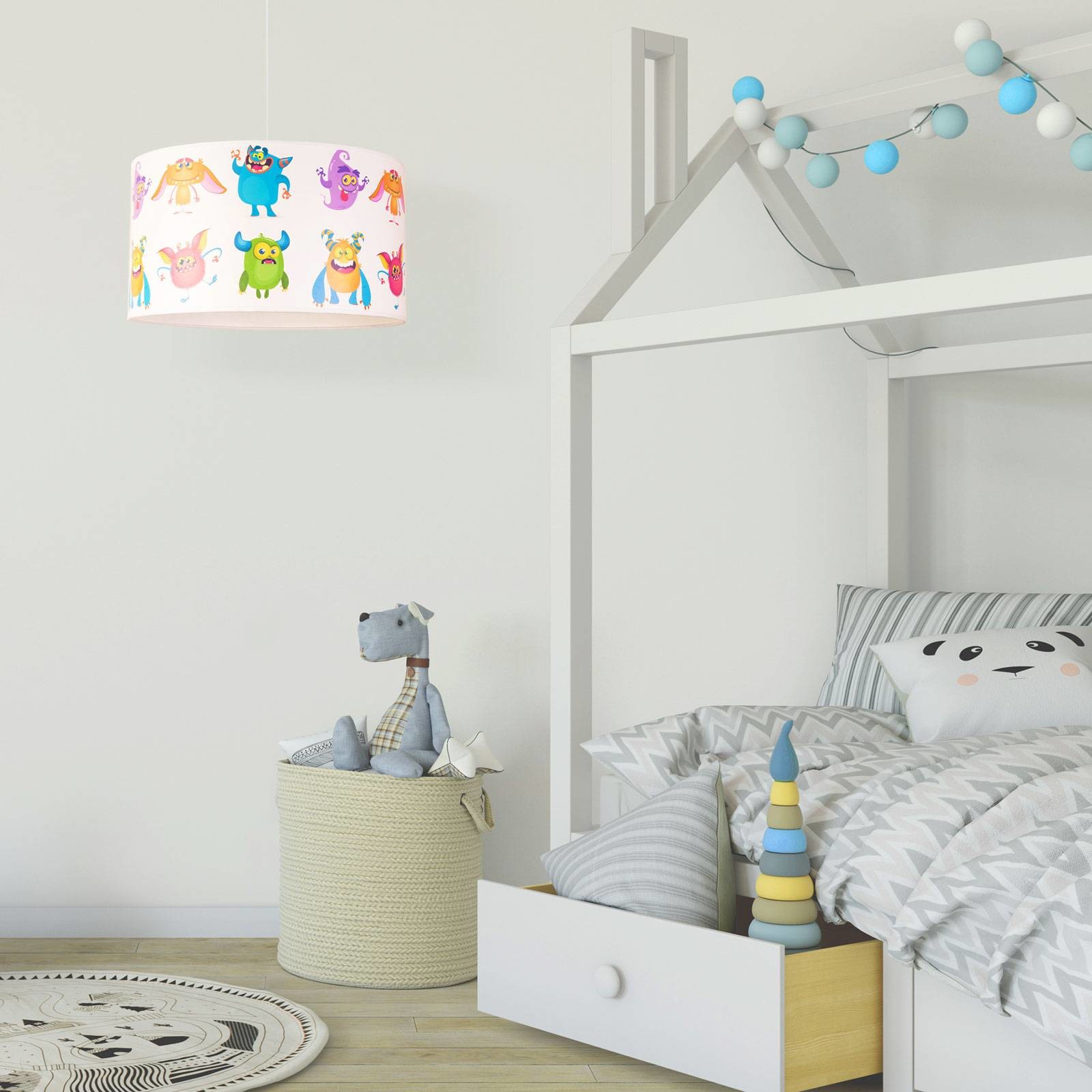 EULUNA Lampa wisząca Print M z kolorowymi trollami