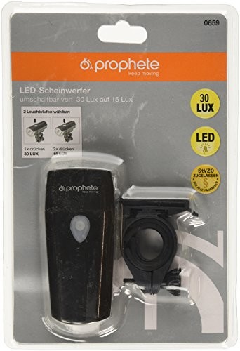 Prophete LED świateł Prophete LED reflektory-bateria, 30/15 Lux, w zestawie materiał mocujący, dopuszczony do wszystkich rowerów, czarna, L, 0659 2077627