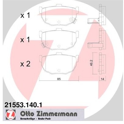 ZIMMERMANN Zestaw klocków hamulcowych, hamulce tarczowe 21553.140.1