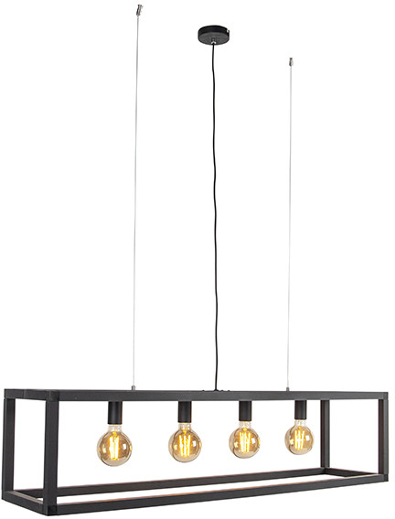 QAZQA Przemysłowa lampa wisząca czarna 4-źródła światła 118cm - Big Cage