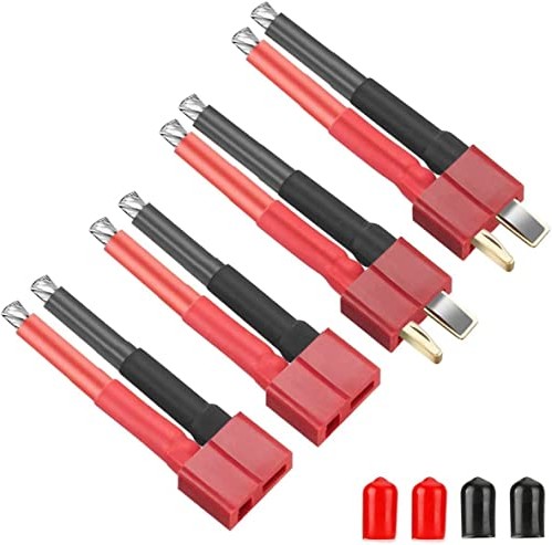 YUNIQUE GREEN-CLEAN-POWER YUNIQUE POLSKA 4 sztuki Deans Style T Żeńskie i męskie złącze z przewodem silikonowym 12AWG do RC Lipo Battery Drone Cable + 4 sztuki PVC Cover Protector O2-L4E3-EG2A