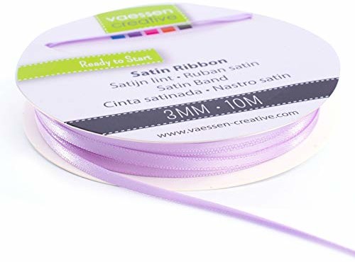 Vaessen Creative Vaessen Creative 301002-0015 satynowa wstążka bzu 3 mm x 10 m, taśma kokardowa, taśma dekoracyjna, taśma prezentowa i taśma materiałowa na wesele, chrzest i prezenty urodzinowe, 3 mm 301002-0015