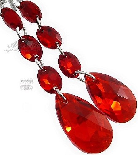 Swarovski Nowe Unikat Kolczyki Red Gloss Srebro