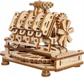 Wooden City Silnik V8 Mechaniczne Puzzle 3D Drewniane Wooden City 5906874128183