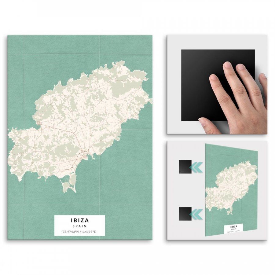 Pix4home Plakat metalowy Mapa Vintage Ibiza M POS-M-03850