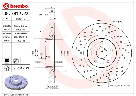 BREMBO Tarcza hamulcowa 09.7812.2X