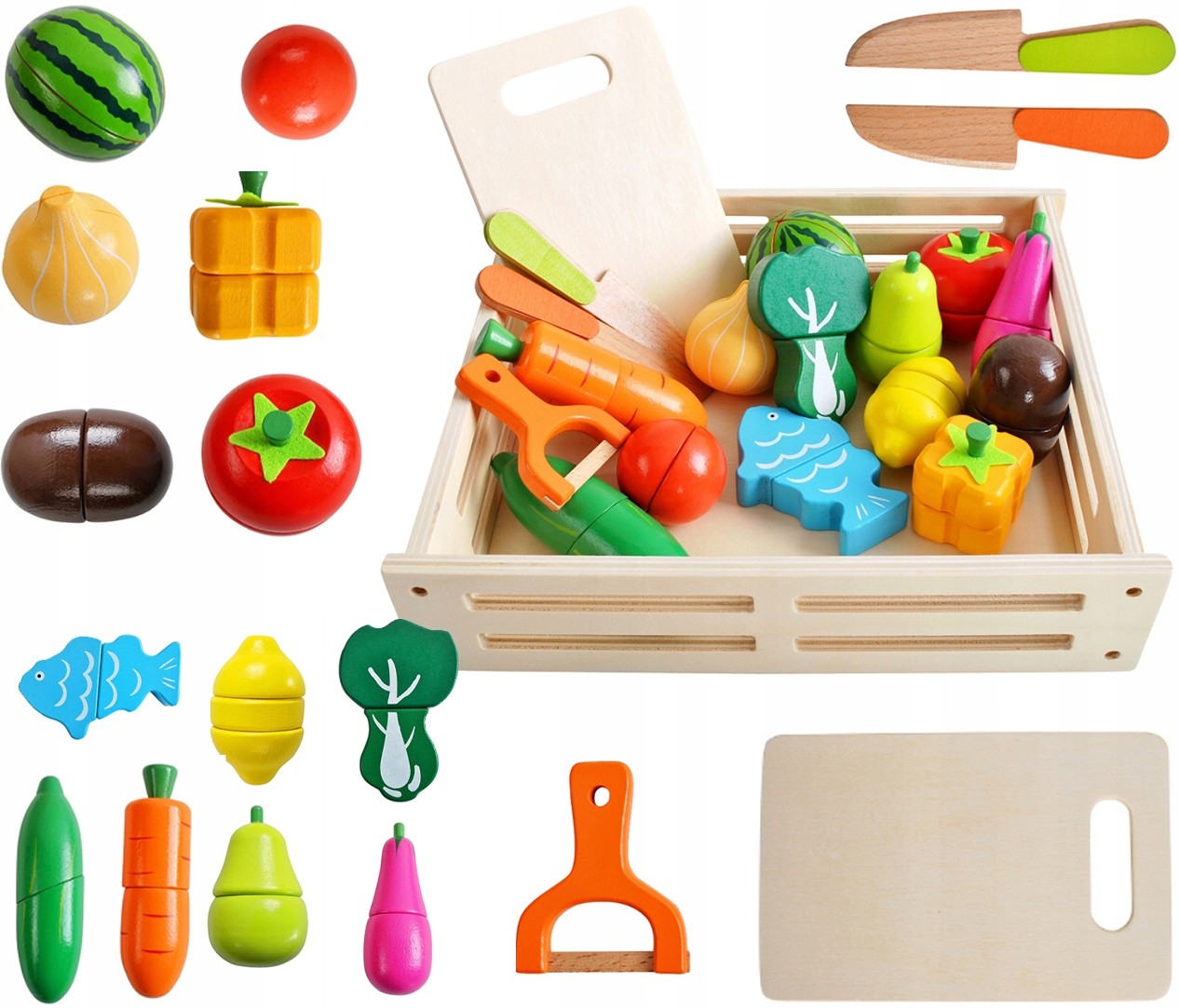 Drewniane Klocki 34 El Warzywa Do Krojenia X62