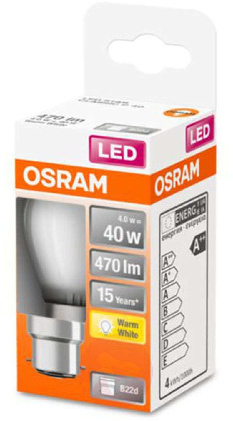 Osram żarówka kropla LED B22d 4W 2 700 K matowa