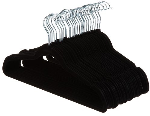 AmazonBasics wieszak na garnitur/kostium, pokryty aksamitem, czarny, czarny, 30 szt. AQ-M0002