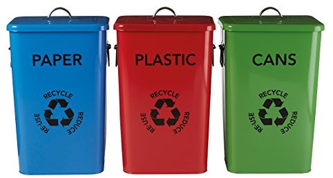 Premier Housewares Premier housewares tworzywo sztuczne, pojemniki na papier i Recycle logo kosz na śmieci, kolorowa, zestaw 3 0506458