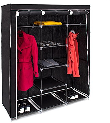 Relaxdays składana szafa VALENTIN XXL wys. x szer. x gł.: 173 x 148 x 42,5 cm szafa z materiału z 2 drążkami na ubrania i 9 półkami jako szafa garderobiana i szafka kempingowa do składania szafa na ub 10019122-46