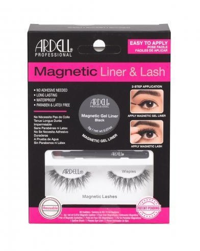 Ardell Magnetic Liner & Lash Wispies zestaw Magnetyczne rzęsy Wispies 1 para + Magnetyczny eyeliner 2 g Black + Pędzelek do eyelinera 1 szt W Black