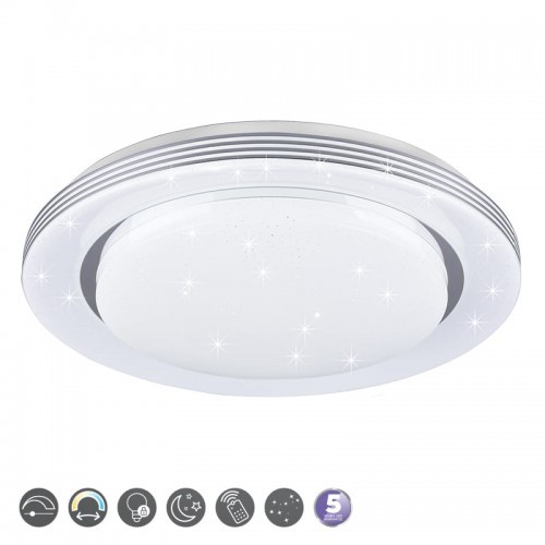 Trio ATRIA LED Biały 22W sterowany pilotem śr. 48 cm Efekt gwiaździsty 3000-6000K Plafon R67041900 R67041900