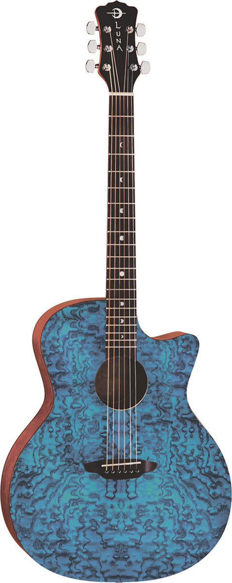 Luna Gypsy Exotic Quilted Ash Trans Blue - gitara akustyczna 20584