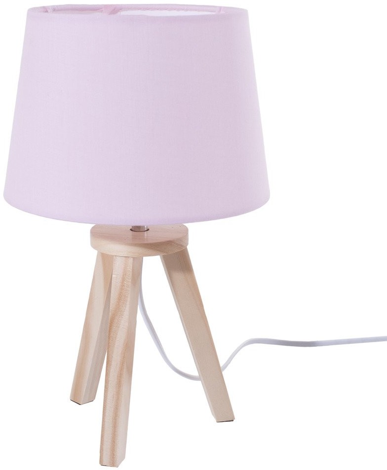 Atmosphera for kids Lampka nocna do pokoju dziecięcego lub sypialni 31 cm różowa drewno i tkanina B079TTYHRL