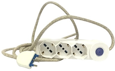 Merlotti merlotti 35952 H05VV-F elektryczne gniazdko wielokrotne z kablem, 3 x 1,00, kabel: Canvas, 2,50 m