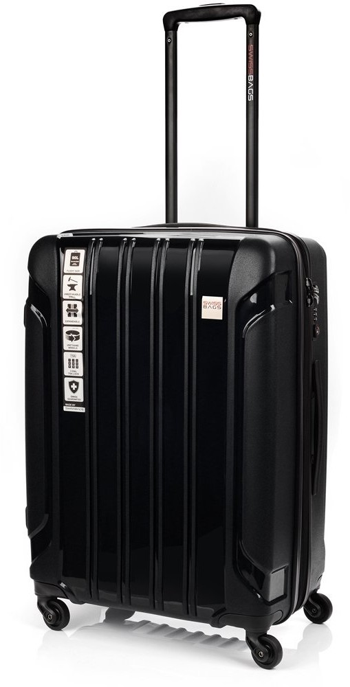 Swissbags Średnia Walizka TOURIST M (65 cm) Czarna 38457-1724