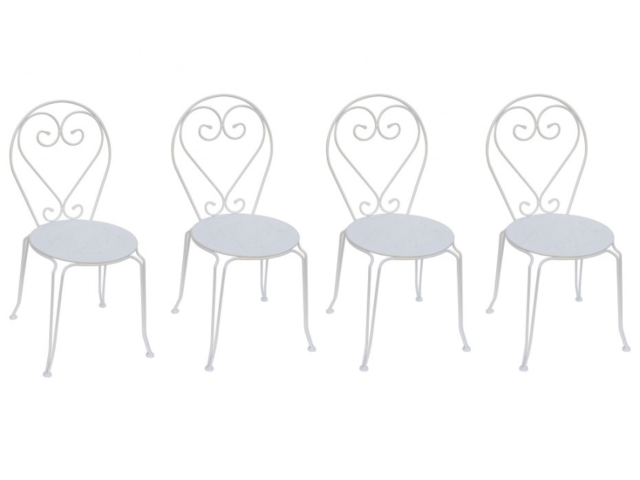 Vente-Unique Zestaw 4 krzeseł ogrodowych GUERMANTES z kutego żelaza  kolor biały