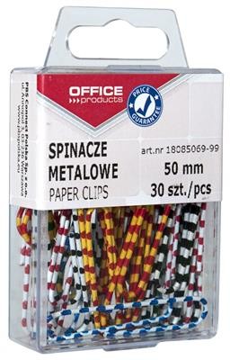 OFFICE PRODUCTS Spinacze metalowe OFFICE PRODUCTS Zebra, powlekane, 50mm, w pudełku, 30szt., mix kolorów 18085069-99
