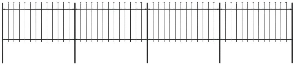 Vidaxl z prętów z grotami, stalowe, 6,8 x 1 m, czarne